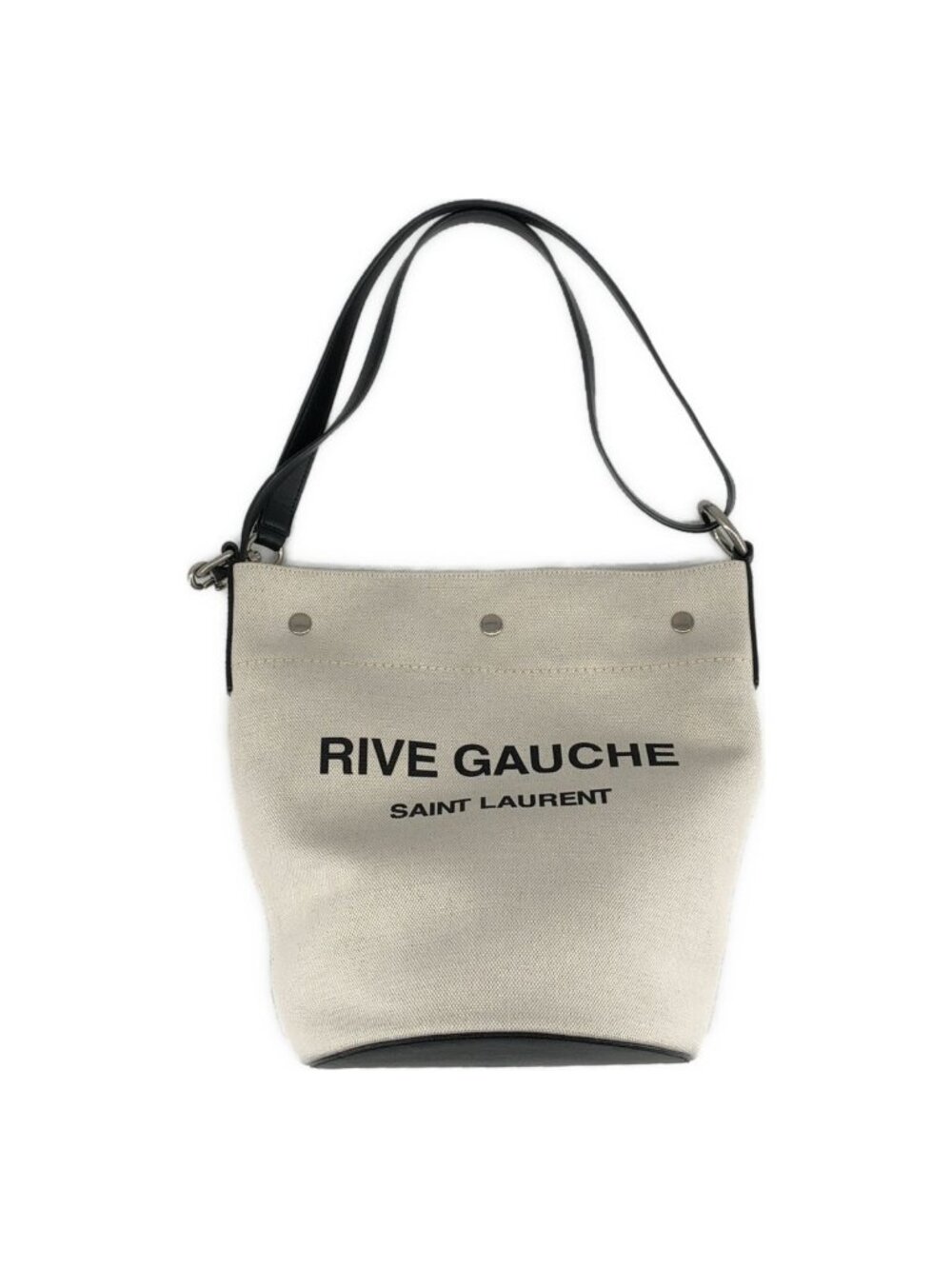 Saint Laurent Paris Rive Gauche Bucket Bag Canvas Black White